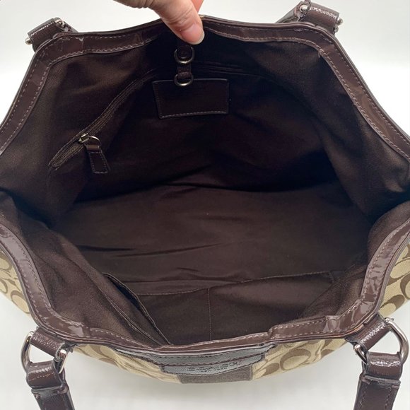 Coach Signature Khaki Canvas Devin Shoulder Bag F28503 - Picture 11 of 12